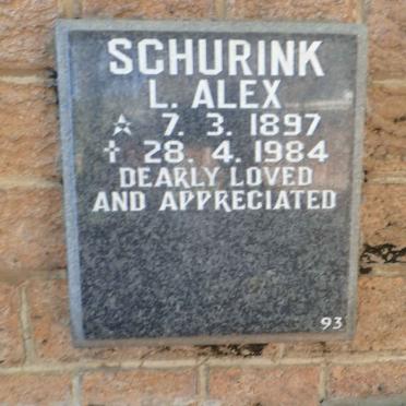 SCHURINK L. Alex 1897-1984