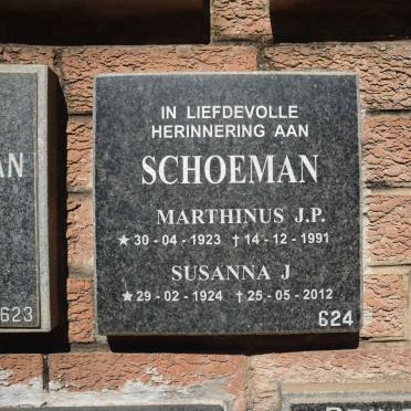SCHOEMAN Marthinus J.P. 1923-1991 &amp; Susanna J. 1924-2012