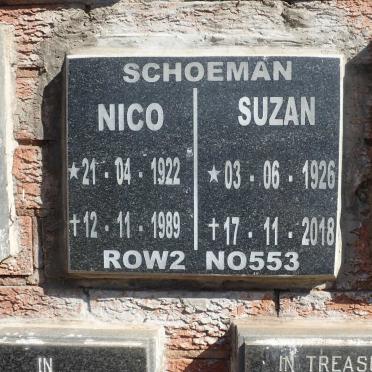 SCHOEMAN Nico 1922-1989 &amp; Suzan 1926-2018
