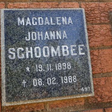 SCHOOMBEE Magdalena Johanna 1898-1988