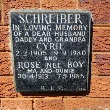 SCHREIBER Cyril 1905-1980 &amp; Rose BOY 1913-1985