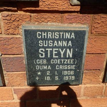 STEYN Christina Susanna nee COETZEE 1906-1979