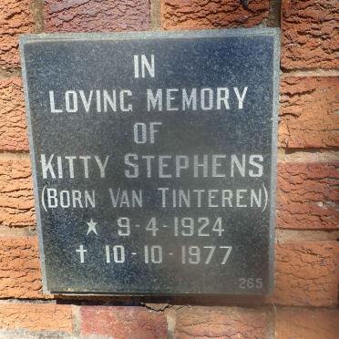STEPHENS Kitty nee VAN TINTEREN 1924-1977
