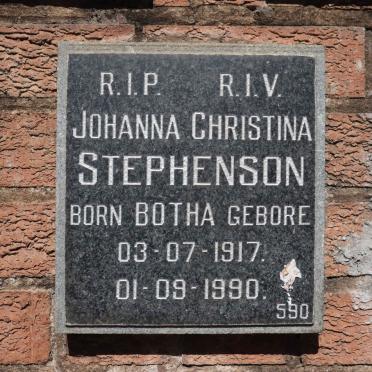 STEPHENSON Johanna Christina nee BOTHA 1917-1990