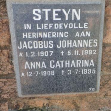STEYN Jacobus Johannes 1907-1982 &amp; Anna Catharina 1908-1995