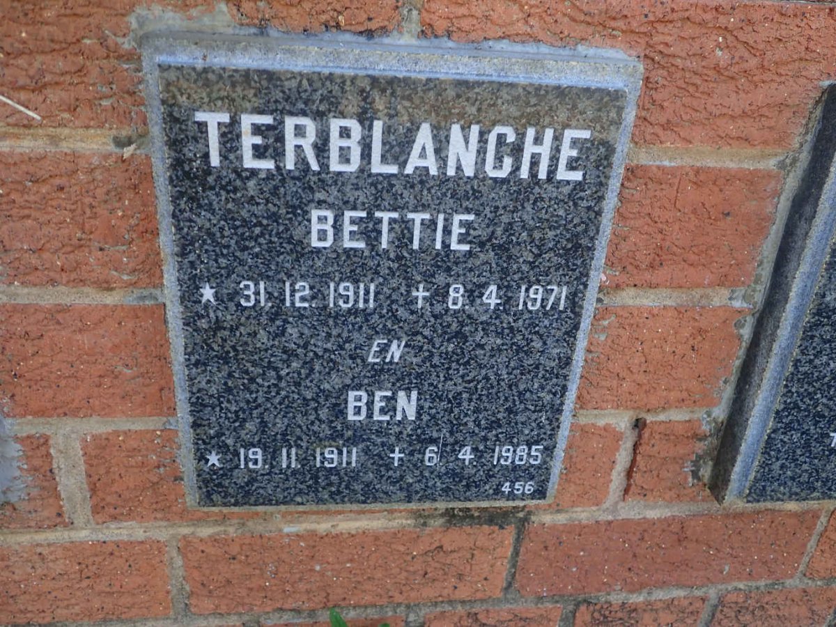TERBLANCHE Ben 1911-1985 &amp; Bettie 1911-1971