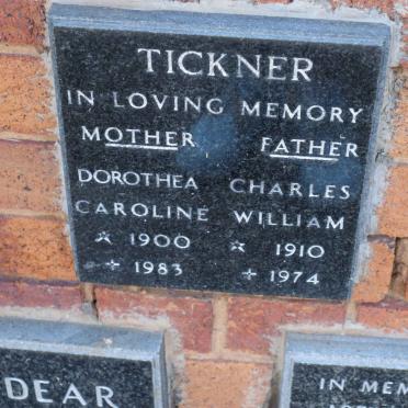TICKNER Charles William 1910-1974 &amp; Dorothea Caroline 1900-1983