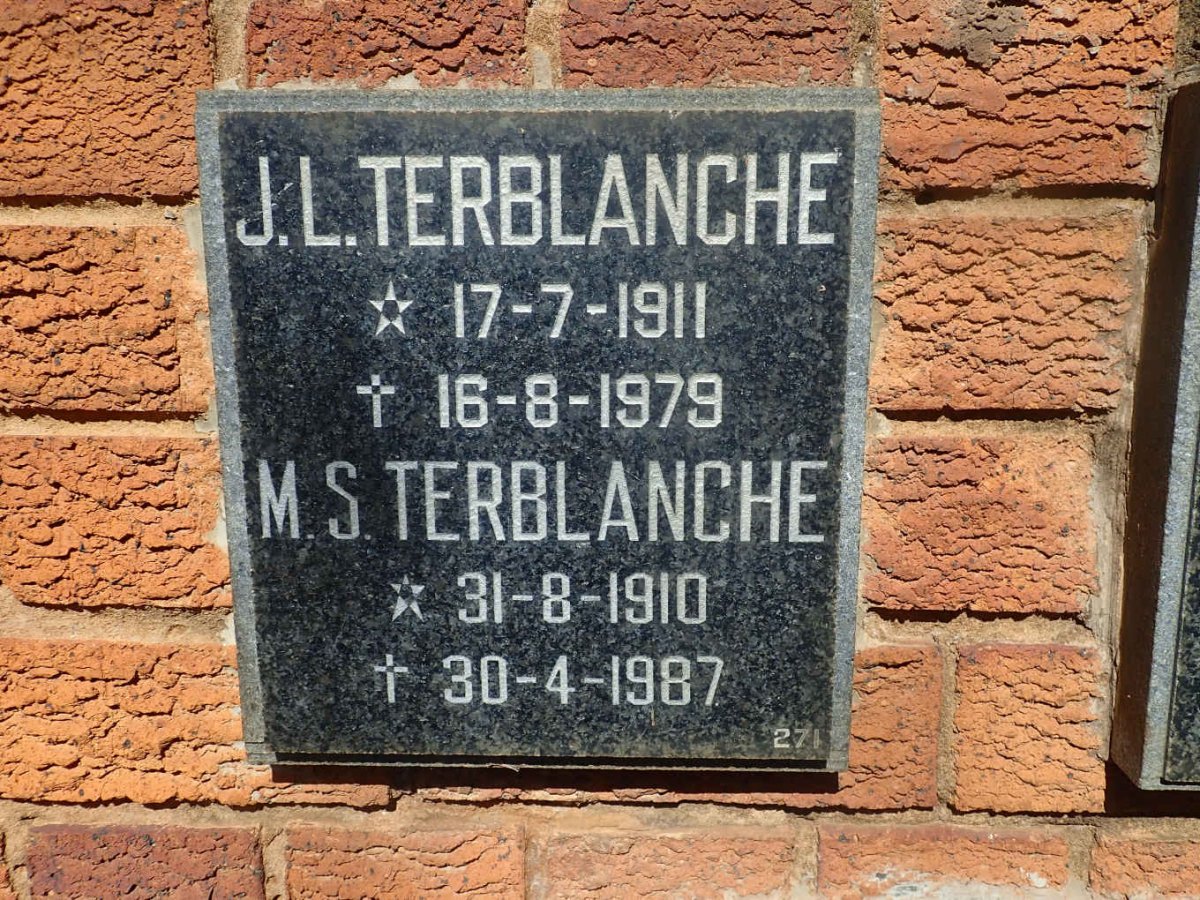 TERBLANCHE M.S. 1910-1987 :: TERBLANCHE J.L. 1911-1979