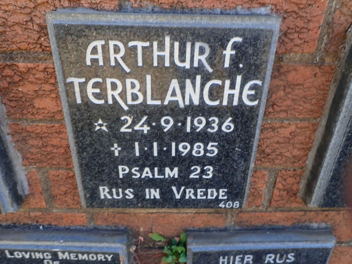 TERBLANCHE Arthur F. 1936-1985