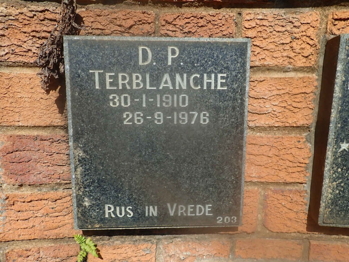 TERBLANCHE D.P. 1910-1976