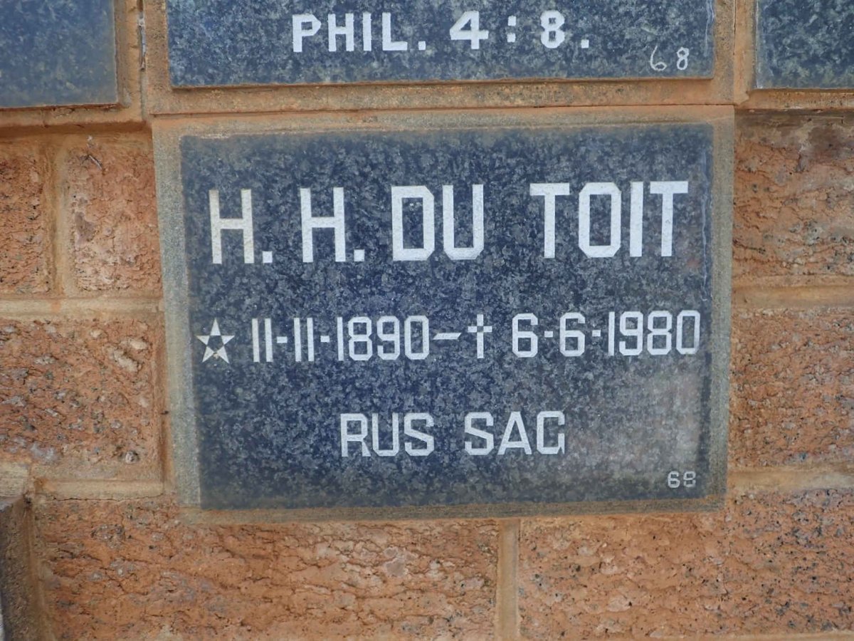 TOIT H.H., Du 1890-1980