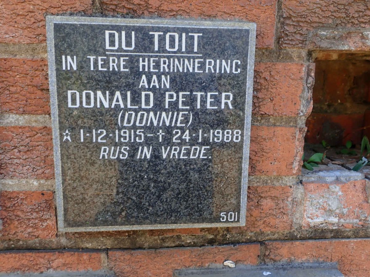 TOIT Donald Peter, du 1915-1988