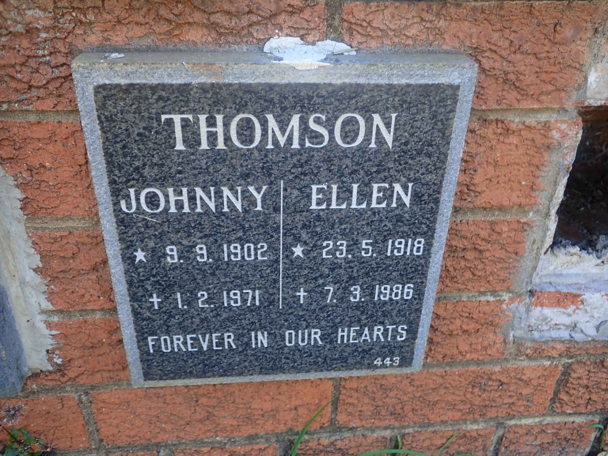 THOMSON Johnny 1902-1971 &amp; Ellen 1918-1986