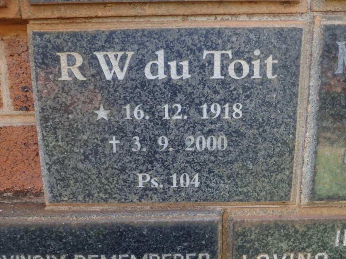 TOIT R.W., du 1918-2000