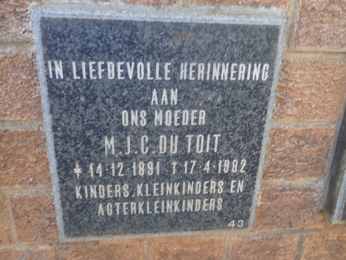 TOIT M.J.C., du 1891-1982