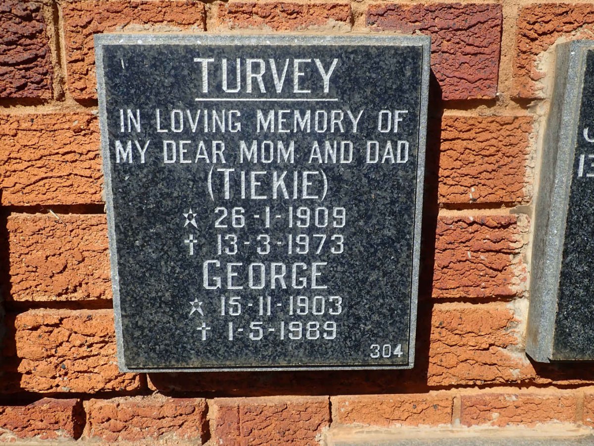 TURVEY George 1903-1989 &amp; Tiekie 1909-1973