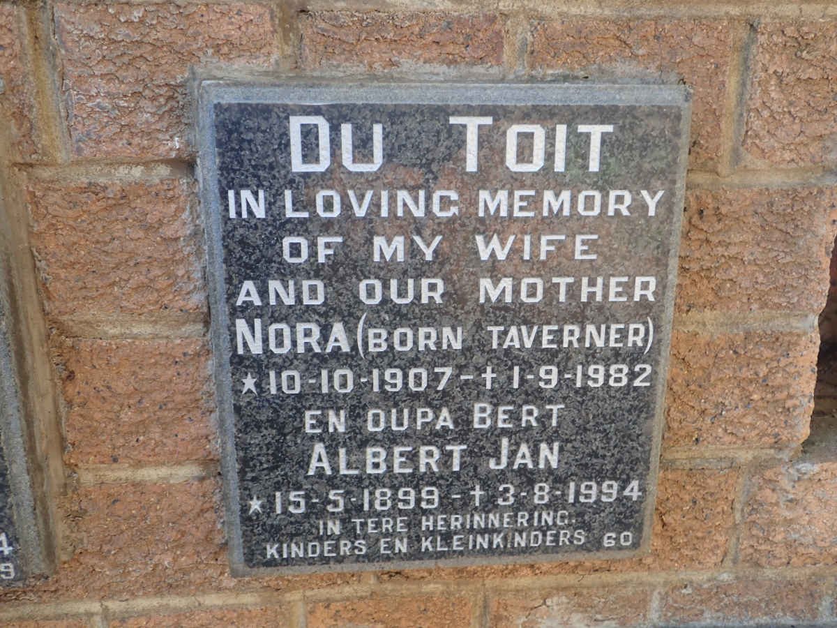 TOIT Albert Jan, du 1899-1994 &amp; Nora TAVERNER 1907-1982