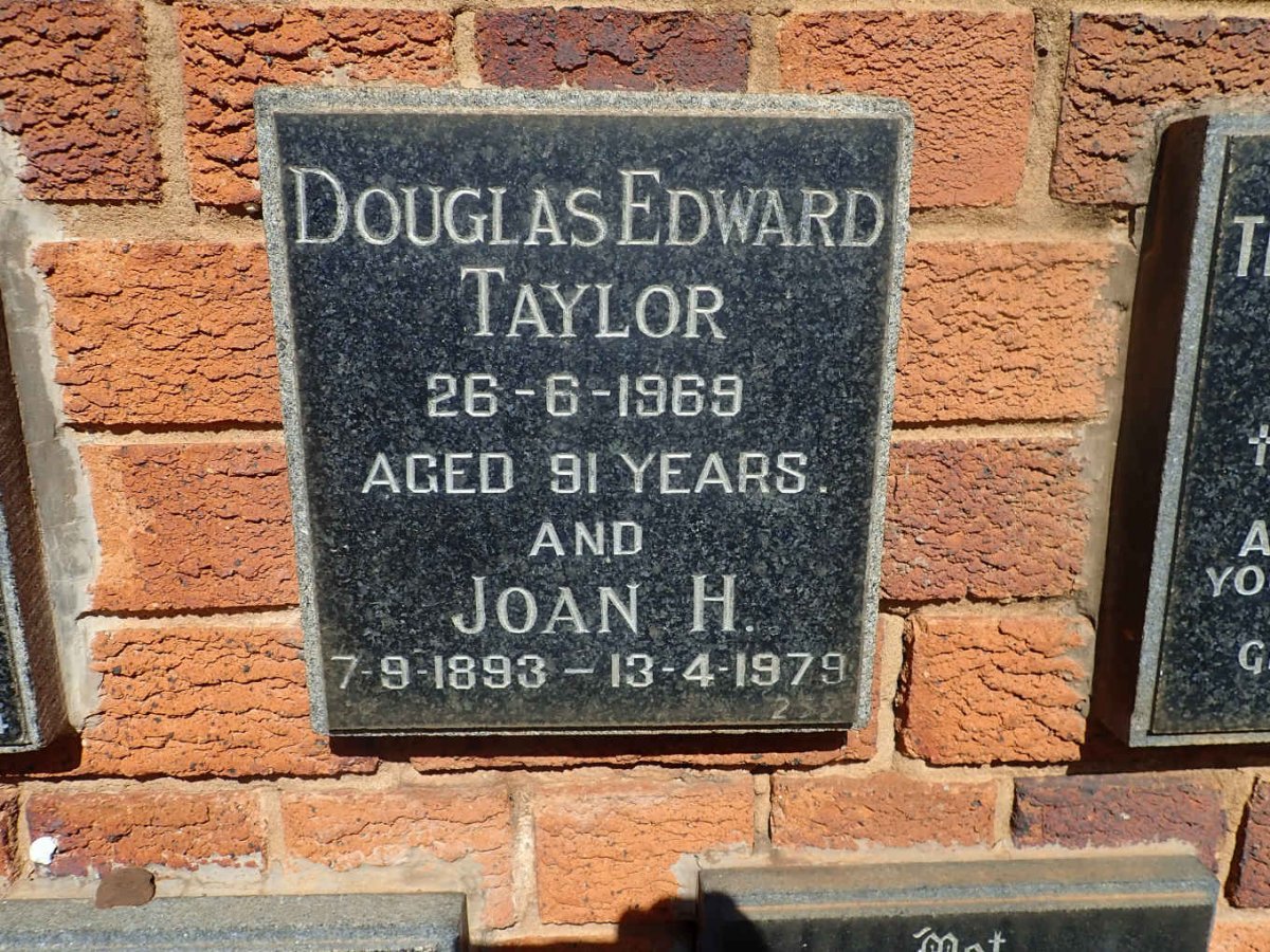 TAYLOR Douglas Edward -1969 &amp; Joan H. 1893-1979