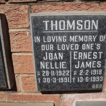 THOMSON Ernest James 1918-1993 &amp; Joan Nellie 1922-1991