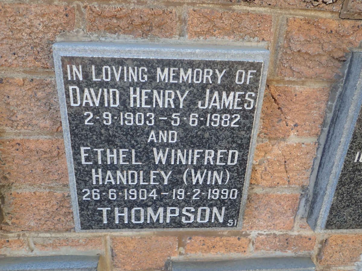 THOMPSON David Henry James 1903-1982 &amp; Ethel Winifred Handley 1904-1990