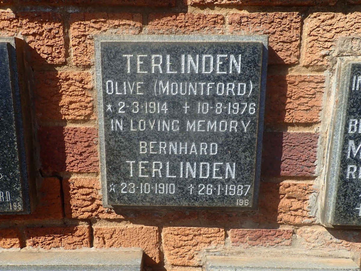 TERLINDEN Bernhard 1910-1987 &amp; Olive MOUNTFORD 1914-1976
