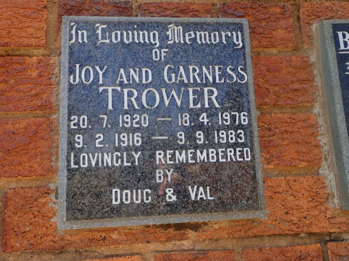 TROWER Garness 1916-1983 &amp; Joy 1920-1976