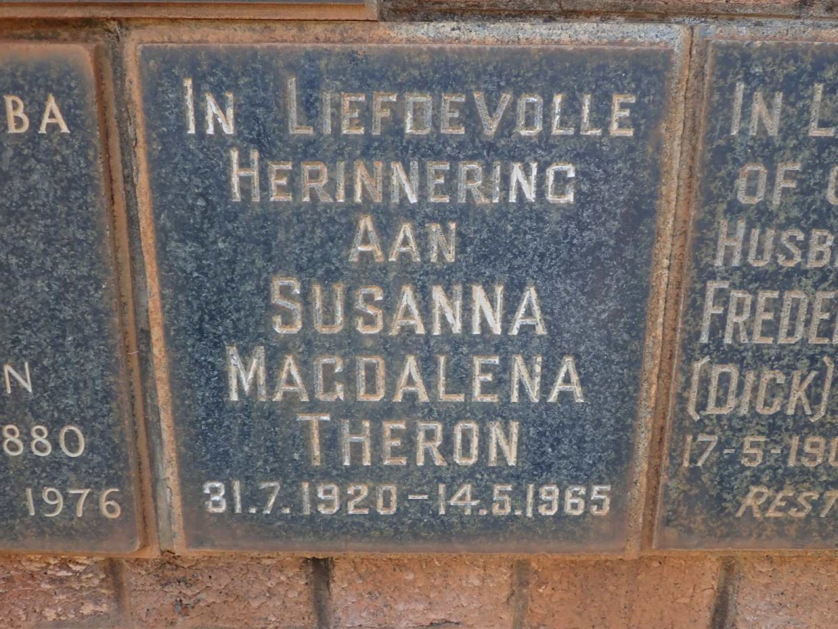 THERON Susanna Magdalena 1920-1965