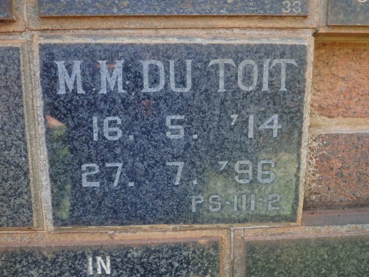 TOIT M.M., du 1914-1996