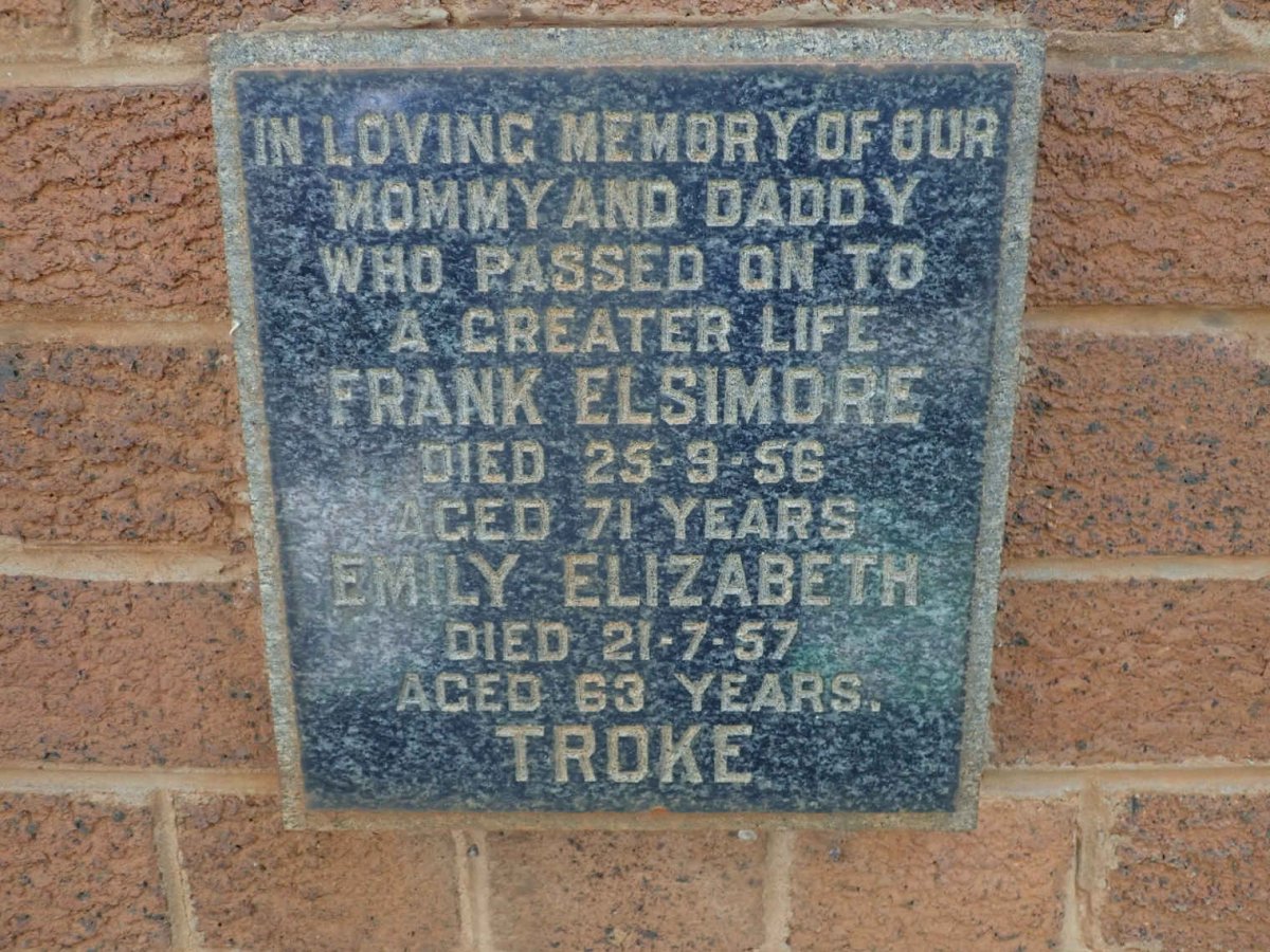 TROKE Elsimore Frank -1956 &amp; Emily Elizabeth -1957