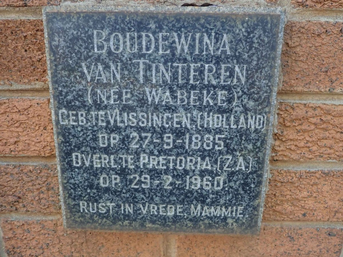 TINTEREN Boudewina, van nee WABEKE 1885-1960