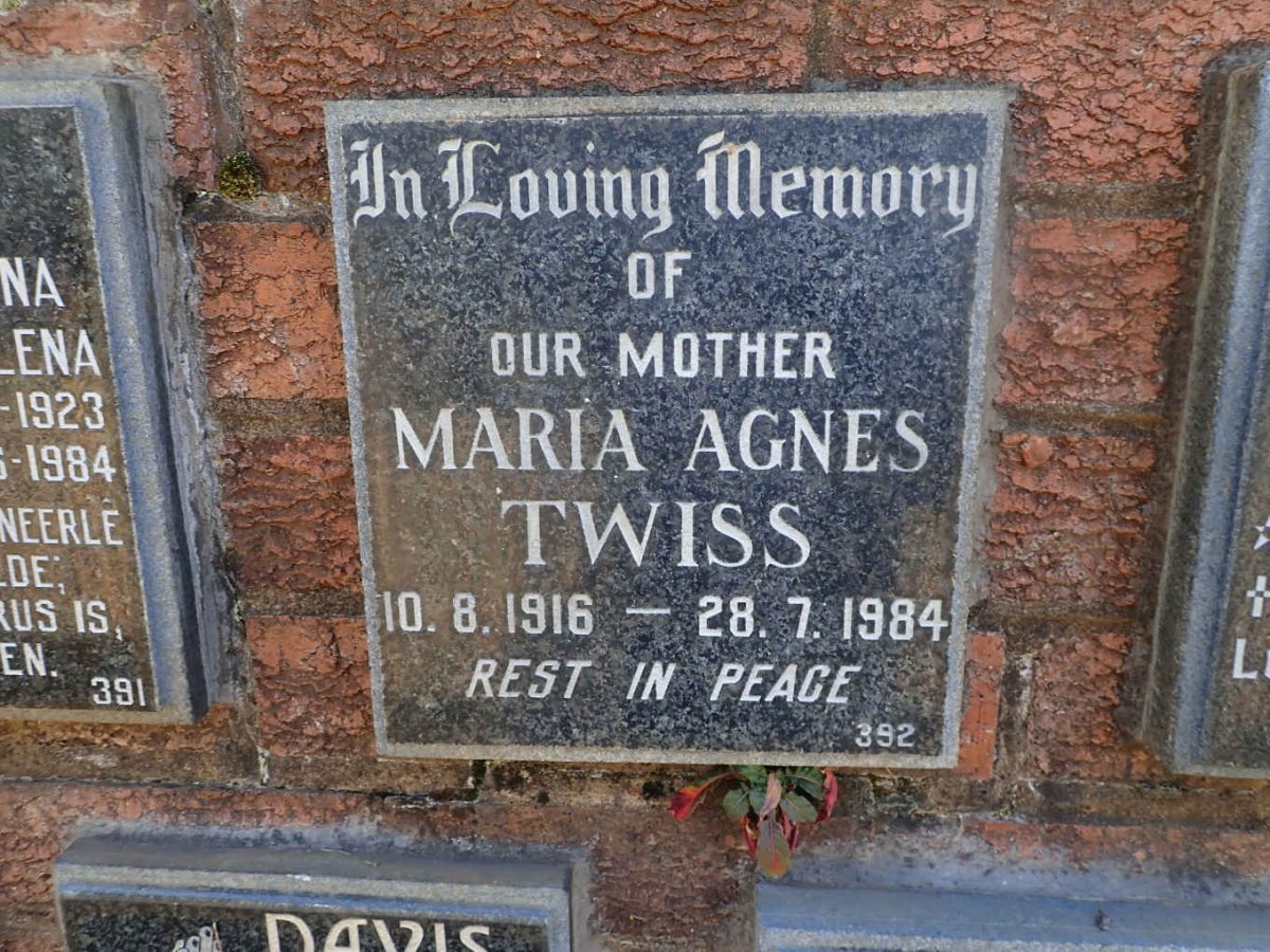 TWISS Maria Agnes 1916-1984