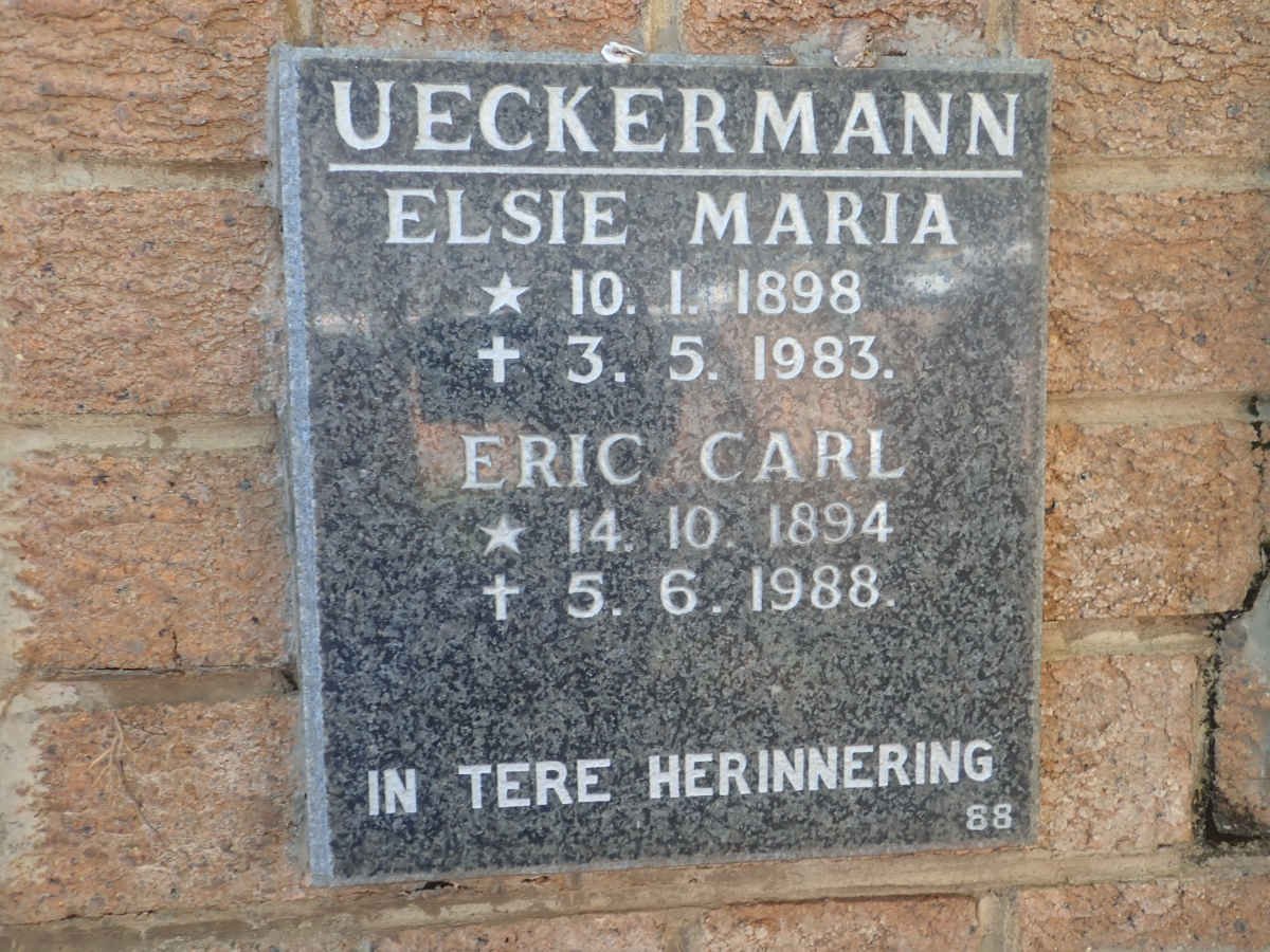 UECKERMANN Eric Carl 1894-1988 &amp; Elsie Maria 1898-1983