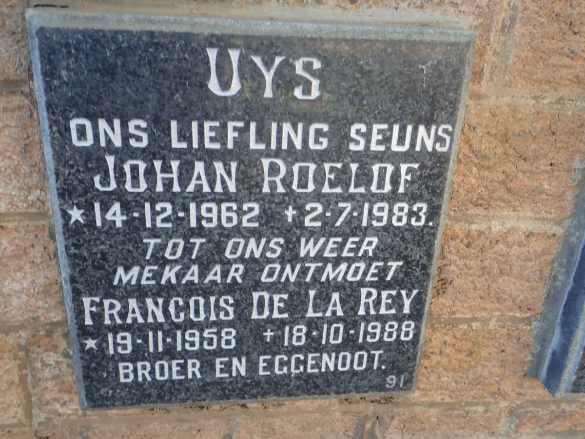 UYS Johan Roelof 1962-1983 :: UYS Francois de la Rey 1958-1988