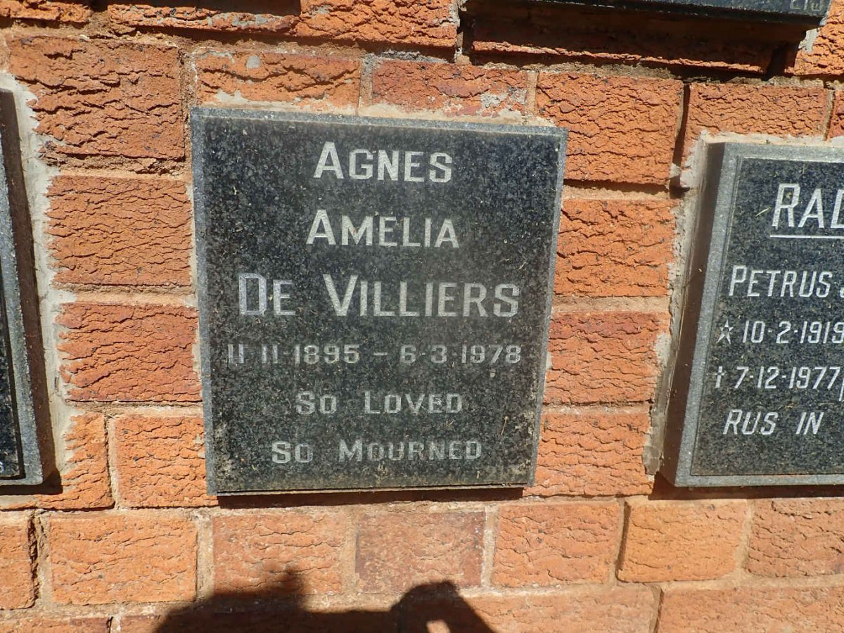 VILLIERS Agnes Amelia, de 1895-1978