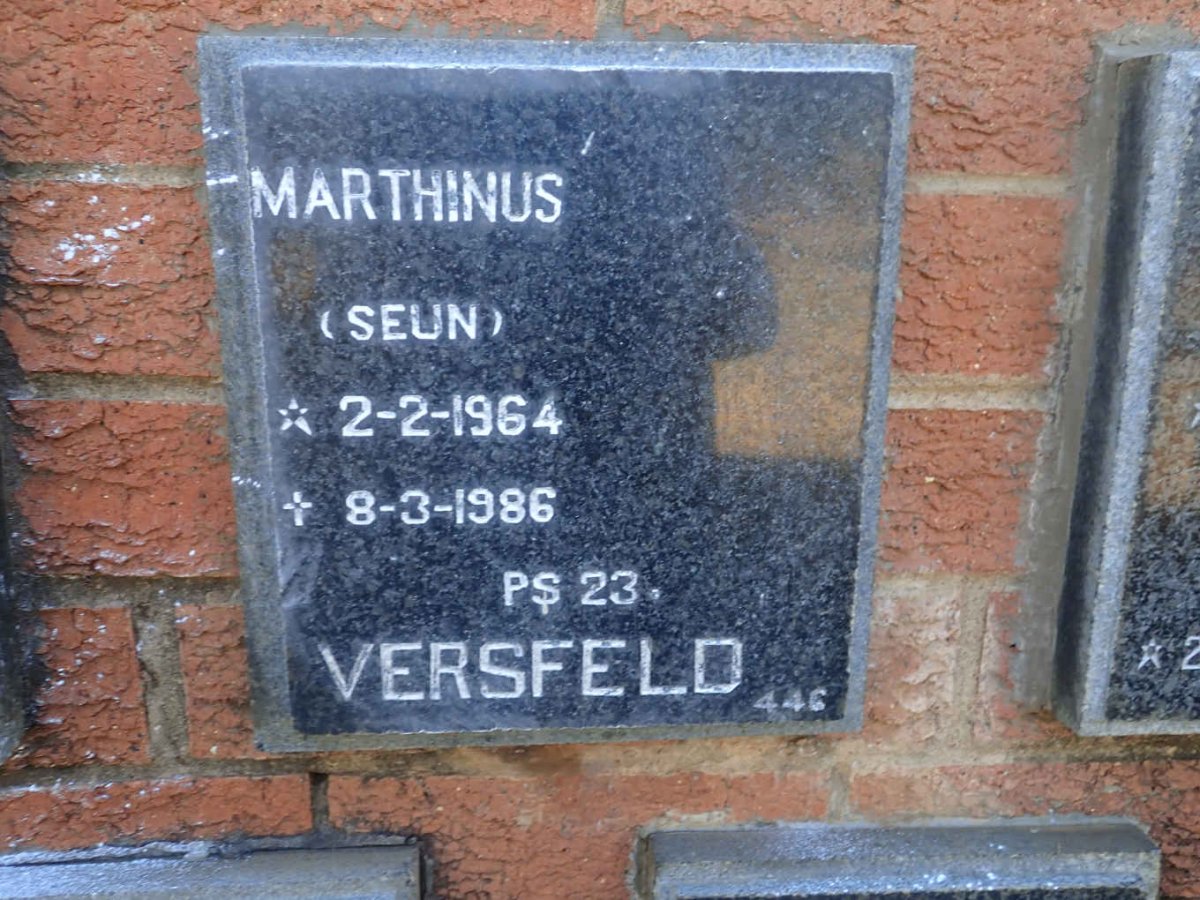 VERSFELD Marthinus 1964-1986