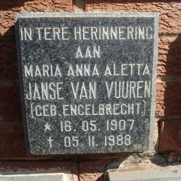 VUUREN Maria Anna Aletta, Janse van nee ENGELBRECHT 1907-1988