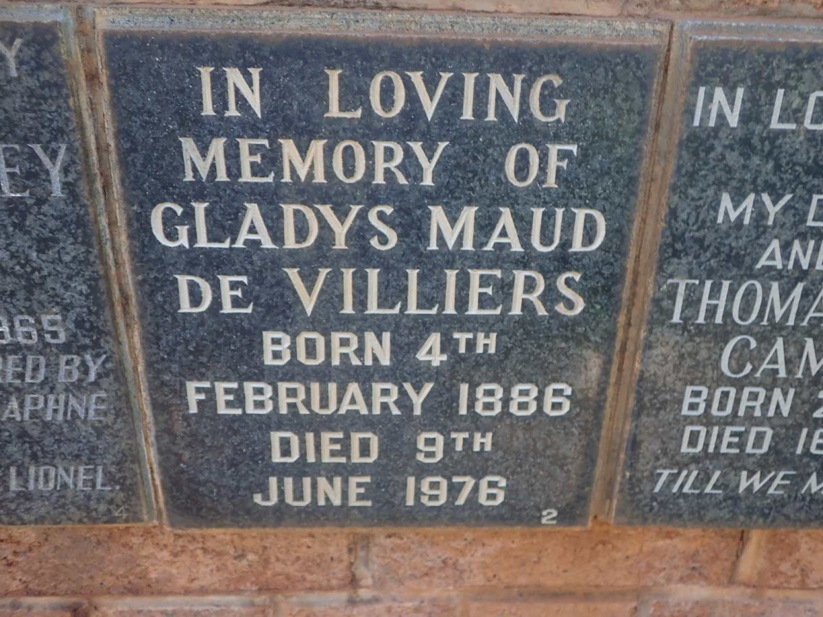 VILLIERS Gladys Maud, de 1886-1976