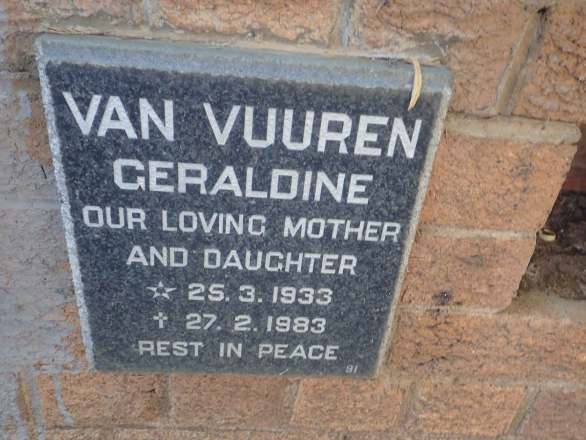 VUUREN Geraldine, van 1933-1983