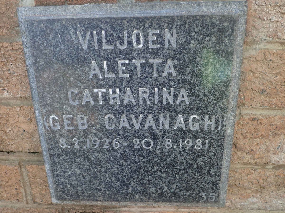 VILJOEN Aletta Catharina nee CAVANAGH 1926-1981