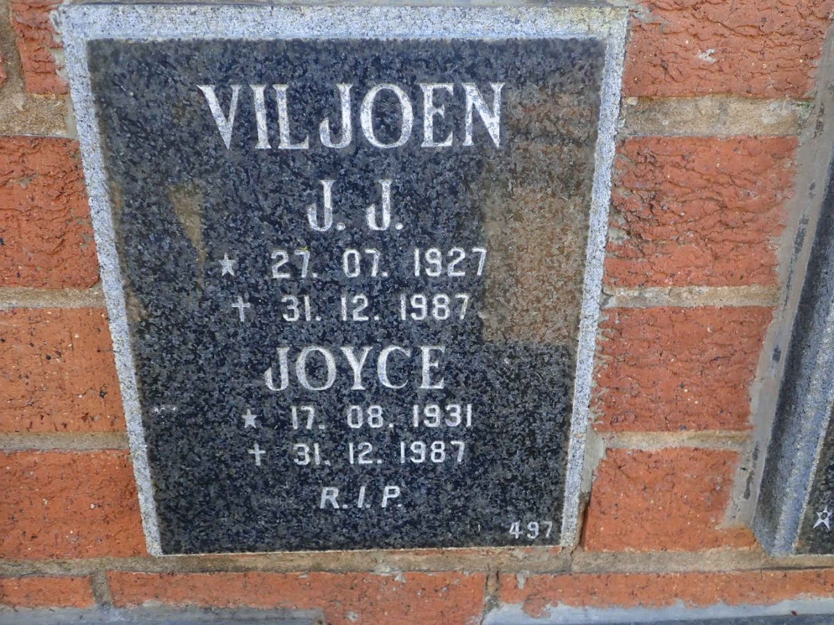 VILJOEN J.J. 1927-1987 &amp; Joyce 1931-1987