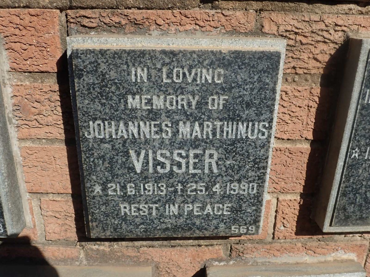 VISSER Johannes Marthinus 1913-1990