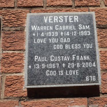 VERSTER Warren Gabriel Sam 1939-1993 :: VERSTER Paul Gustav Frank 1967-2004