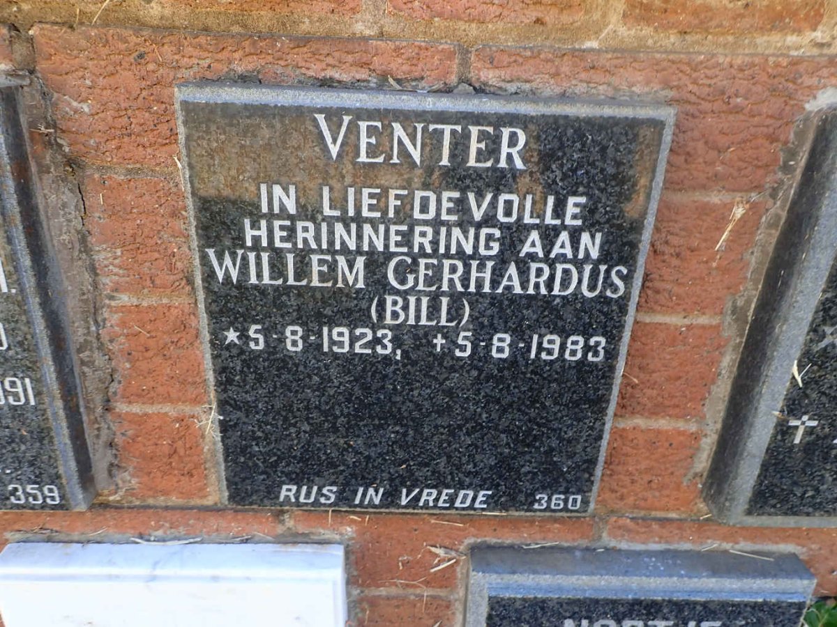 VENTER Willem Gerhardus 1923-1983