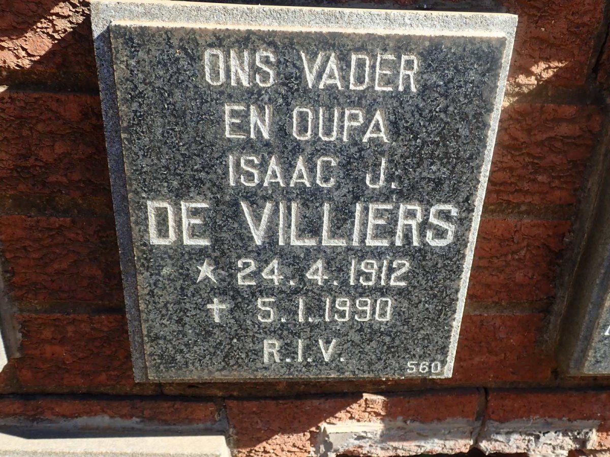 VILLIERS Isaac J., de 1912-1990