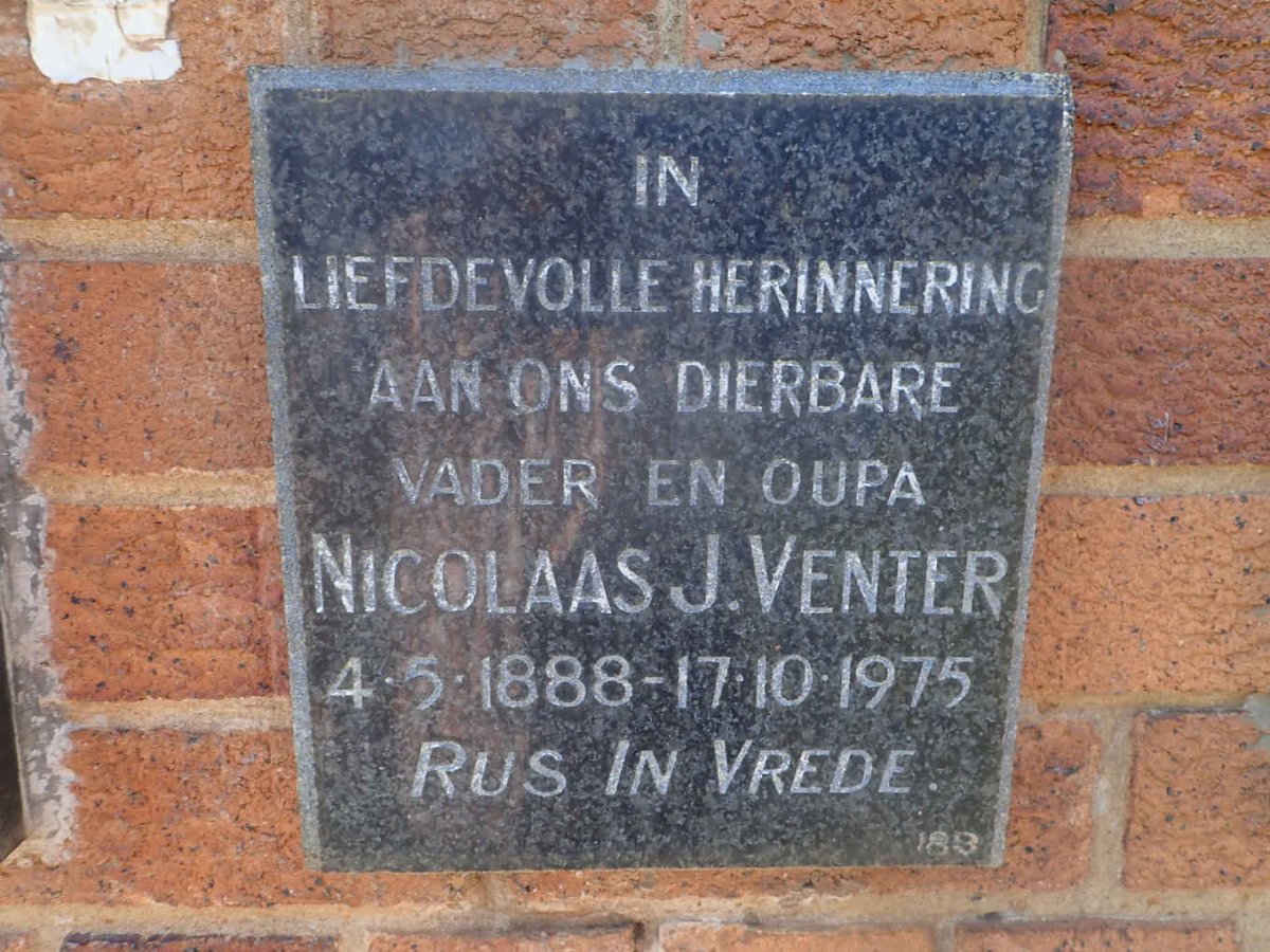 VENTER Nicolaas J. 1888-1975