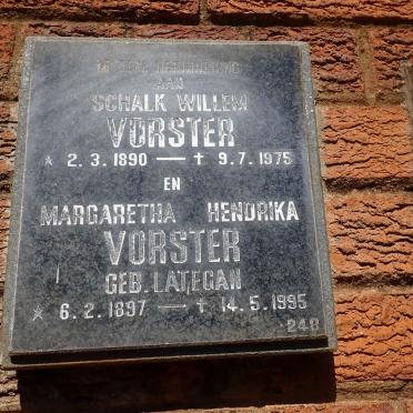 VORSTER Schalk Willem 1890-1975 &amp; Margaretha Hendrika LATEGAN 1897-1995