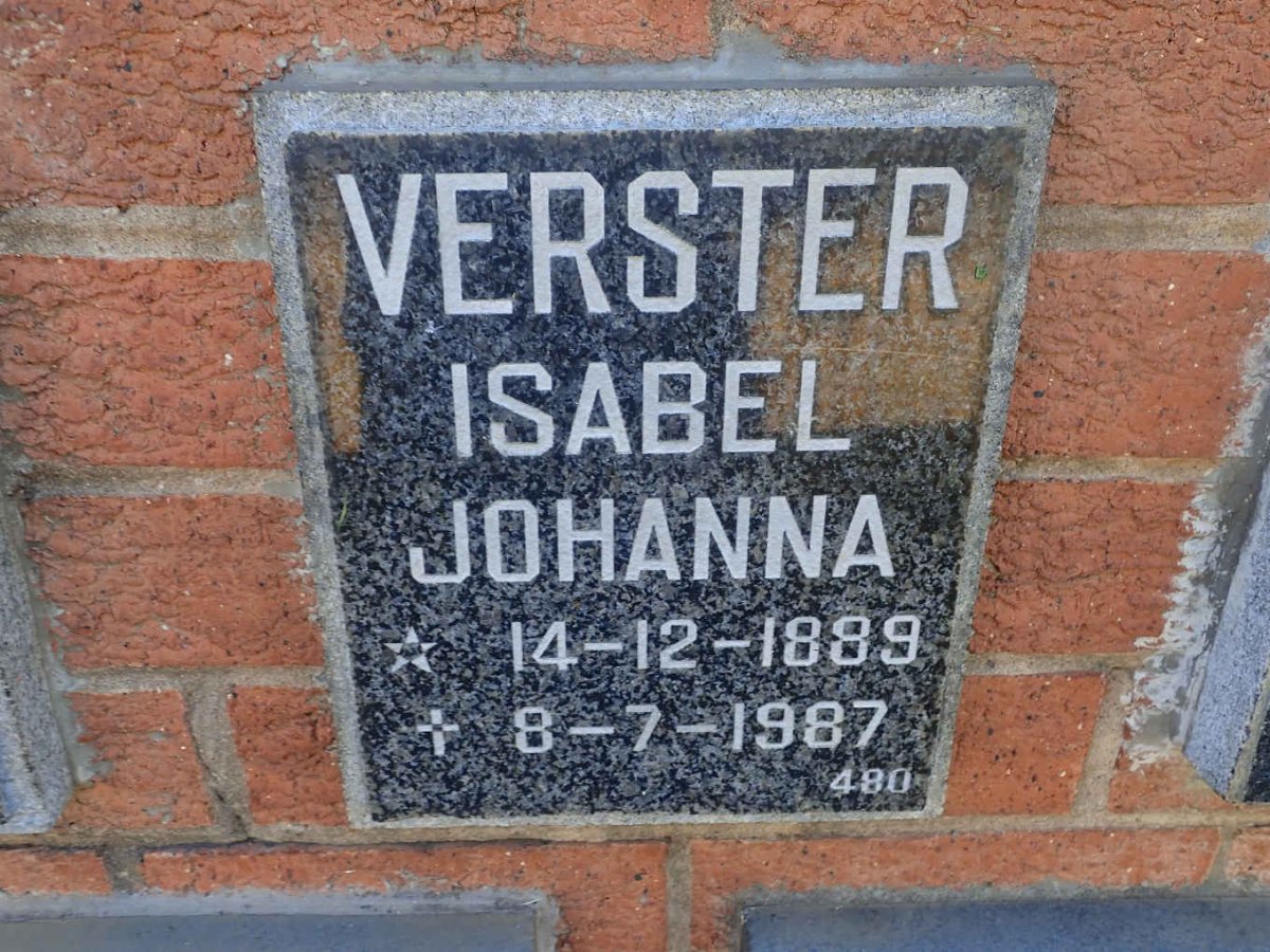 VERSTER Isabel Johanna 1889-1987