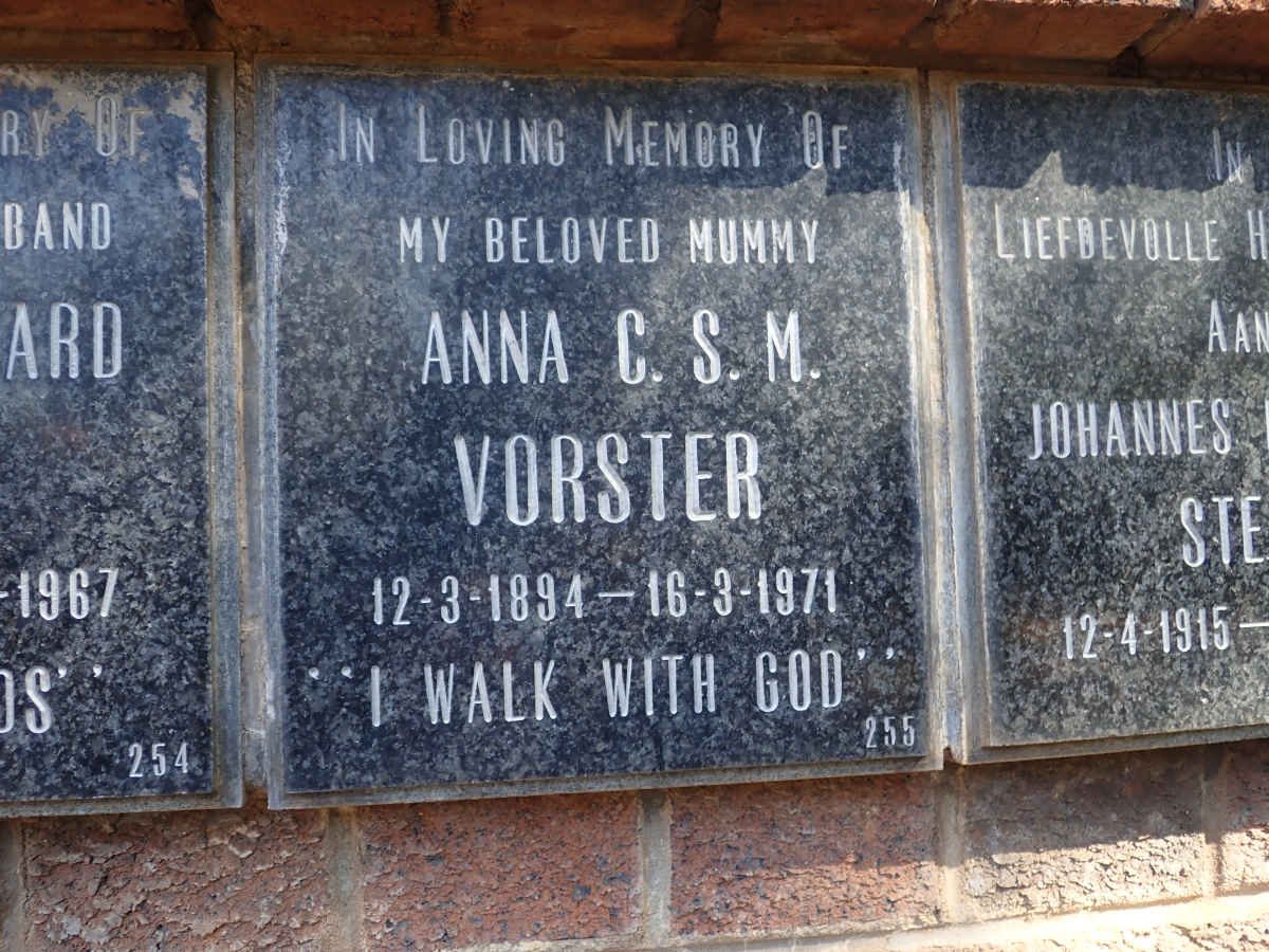 VORSTER Anna C.S.M. 1894-1971