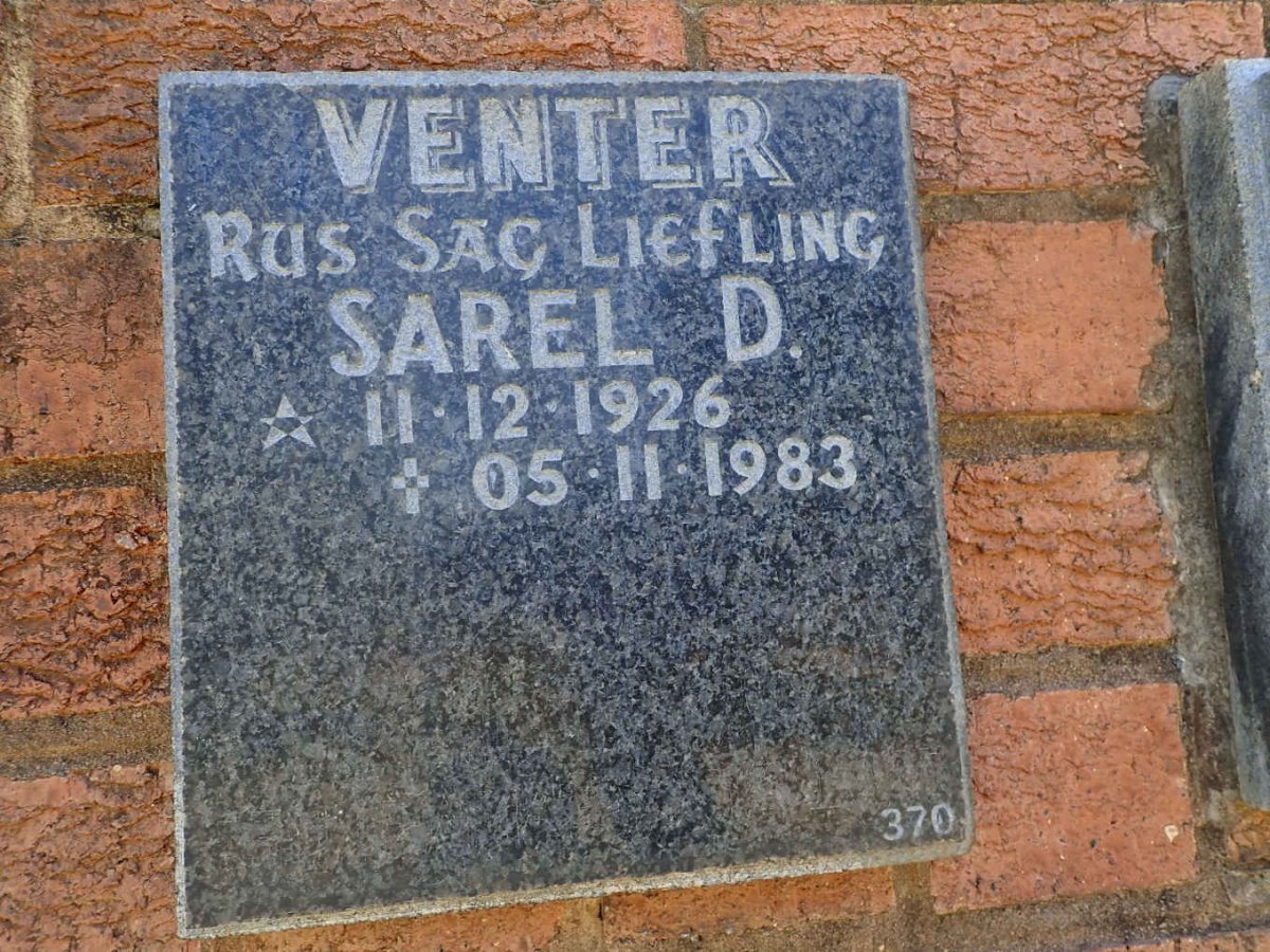 VENTER Sarel D. 1926-1983