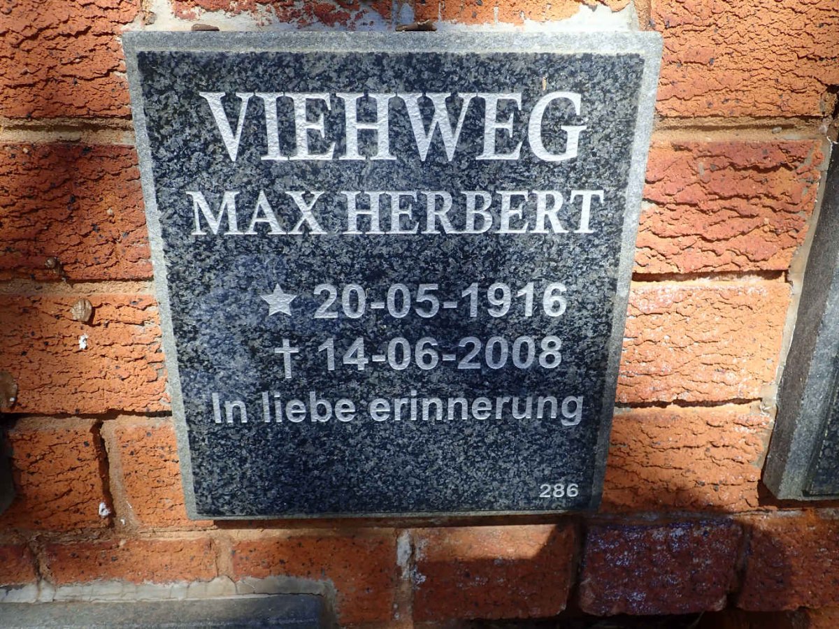 VIEHWEG Max Herbert 1916-2008